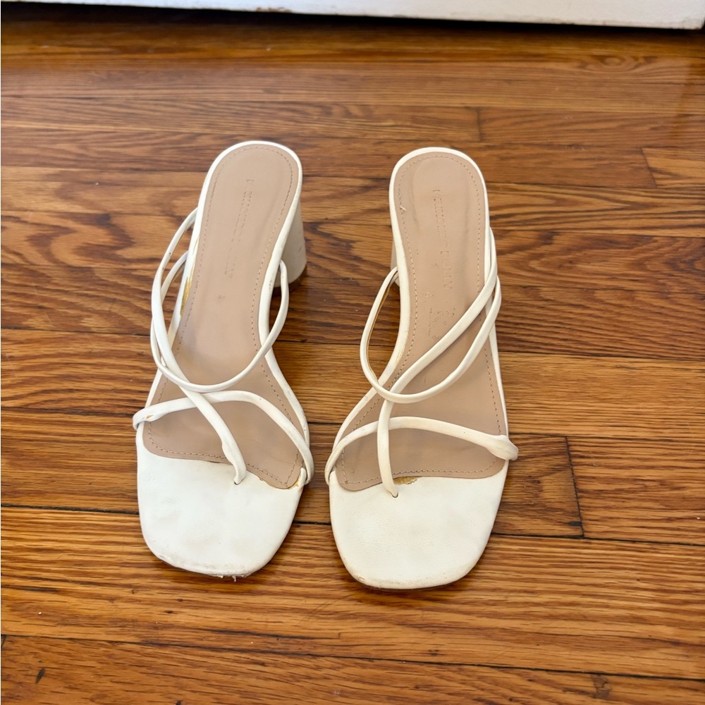 Princess Polly White Strappy Square Toe Block Heels